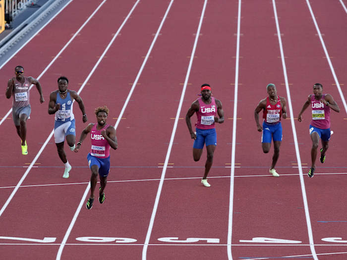 Noah Lyles finished first in the 200 meter at the world championships.
